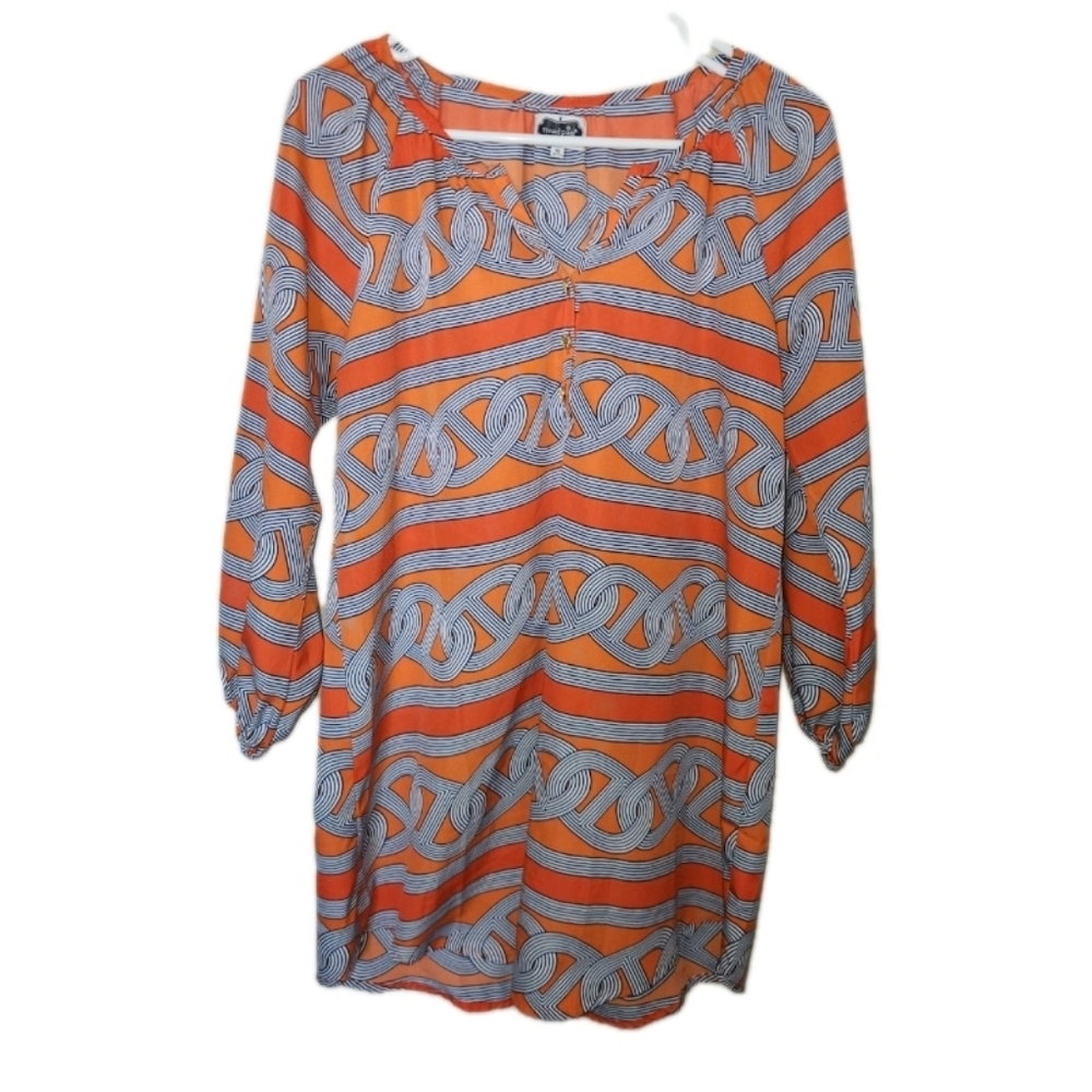 Mud Pie Orange Tunic Top Size Small